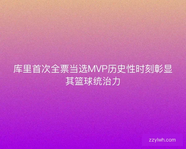 库里首次全票当选MVP历史性时刻彰显其篮球统治力